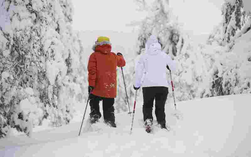 Aurora hunting on snowshoes