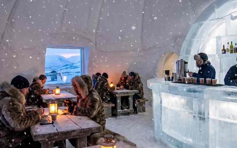 Dinner in Snowland Igloo restaurant
