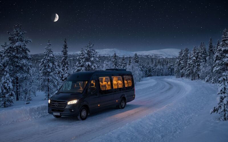 Search of the Northern Lights by bus