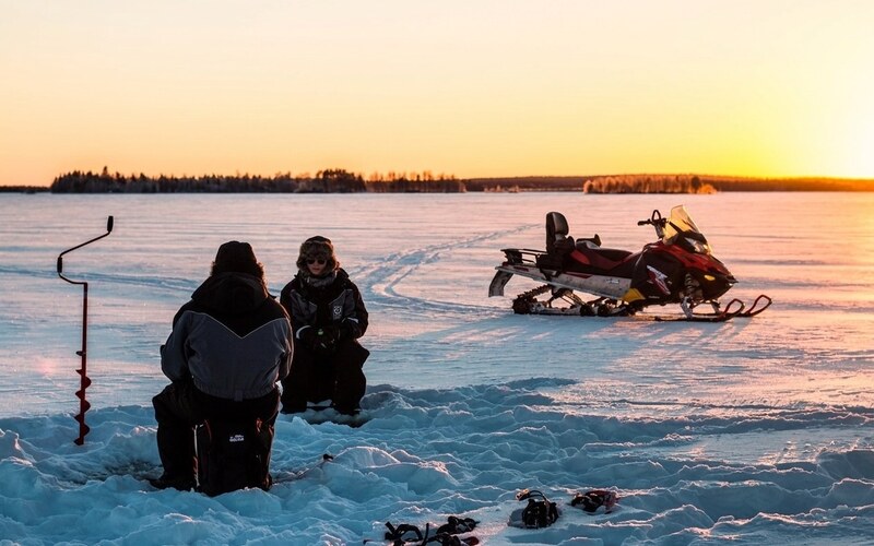 Fishing experience by snowmobile
